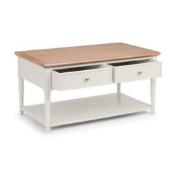 Cheshire Avignon 2 Drawer Coffee Table in Limed Oak & Grey in Light Grey - thumbnail 2