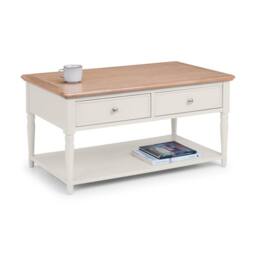 Cheshire Avignon 2 Drawer Coffee Table in Limed Oak & Grey in Light Grey - thumbnail 3