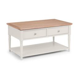Cheshire Avignon 2 Drawer Coffee Table in Limed Oak & Grey in Light Grey