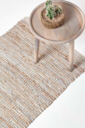 Homescapes Madras Leather Hemp Hall Runner, 66 x 200 cm in Natural - Size: 66 cm x 200 cm - thumbnail 1