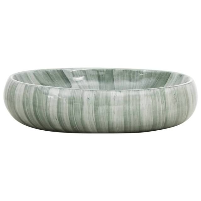 Berkfield Home Durable Countertop Basin Green Oval 59x40x15 cm Ceramic - Size: 59 x 40 x 15 cm - image 1