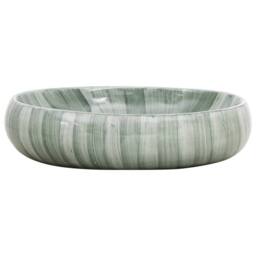 Berkfield Home Durable Countertop Basin Green Oval 59x40x15 cm Ceramic - Size: 59 x 40 x 15 cm