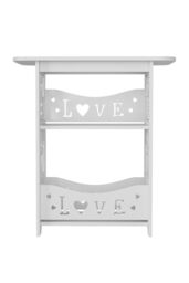 Living and Home 2-Tier PVC Side Table Small Sturdy Nightstand in White - thumbnail 1