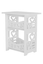 Living and Home 2-Tier PVC Side Table Small Sturdy Nightstand in White - thumbnail 5