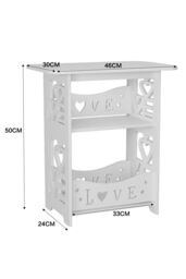 Living and Home 2-Tier PVC Side Table Small Sturdy Nightstand in White - thumbnail 2