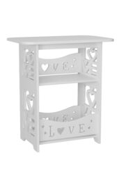 Living and Home 2-Tier PVC Side Table Small Sturdy Nightstand in White - thumbnail 3