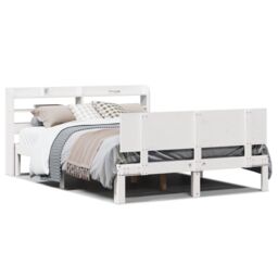 Berkfield Home Bed Frame with Headboard without Mattress White 135x190 cm Double - thumbnail 2