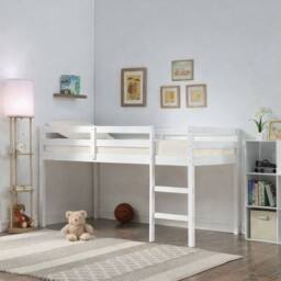 Aspire Cove Midsleeper Wooden Children's Bed Frame with Memory Foam Mattress in White - Size: Single - thumbnail 5