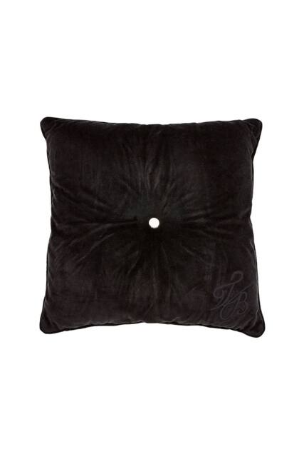 Ted Baker 'TB Branded' Cotton Velvet Button Cushion in Black - Size: 50 cm x 50 cm - image 1
