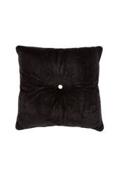 Ted Baker 'TB Branded' Cotton Velvet Button Cushion in Black - Size: 50 cm x 50 cm - thumbnail 1