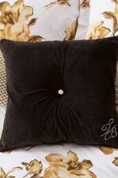 Ted Baker 'TB Branded' Cotton Velvet Button Cushion in Black - Size: 50 cm x 50 cm - thumbnail 2