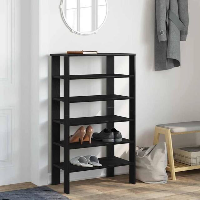 Berkfield Home Shoe Rack Black 61x32x105 cm Engineered Wood - Size: 61 x 32 x 105 cm - image 1