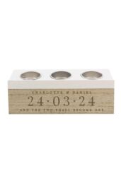 Personalised Memento Company Personalised Special Date Triple Tea Light Box in Light Brown - thumbnail 1