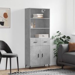 Berkfield Home Highboard Concrete Grey 69.5x34x180 cm Engineered Wood - thumbnail 1