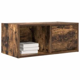 Berkfield Home TV Cabinet Smoked Oak 60x31x25.5 cm Engineered Wood in Brown - thumbnail 4