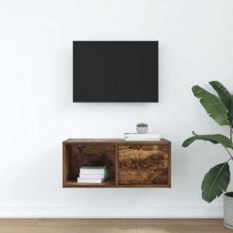 Berkfield Home TV Cabinet Smoked Oak 60x31x25.5 cm Engineered Wood in Brown - thumbnail 3
