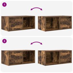 Berkfield Home TV Cabinet Smoked Oak 60x31x25.5 cm Engineered Wood in Brown - thumbnail 9