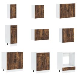 "Berkfield Home Kitchen Cabinet ""Kalmar"" with Double Basins Smoked Oak Engineered wood in Brown" - thumbnail 4