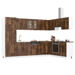 "Berkfield Home Kitchen Cabinet ""Kalmar"" with Double Basins Smoked Oak Engineered wood in Brown" - thumbnail 3