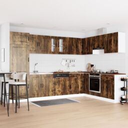 "Berkfield Home Kitchen Cabinet ""Kalmar"" with Double Basins Smoked Oak Engineered wood in Brown" - thumbnail 1