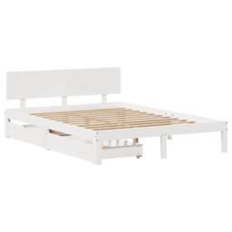 Berkfield Home Decorative Bed Frame with Drawers without Mattress White 120x200 cm - Size: Small Double - thumbnail 1