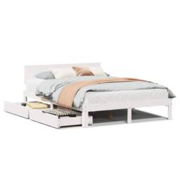 Berkfield Home Decorative Bed Frame with Drawers without Mattress White 120x200 cm - Size: Small Double - thumbnail 3