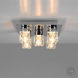 ValueLights Ritz Ice Cube Pair of 5 Way Silver Ceiling Light (Semi-Flush)s - thumbnail 2