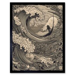 "Artery8 Wall Art Print Jonah & the Storm at Sea Modern Art Framed in Black - Size: W12"" x H16""" - thumbnail 1
