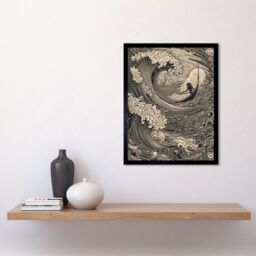 "Artery8 Wall Art Print Jonah & the Storm at Sea Modern Art Framed in Black - Size: W12"" x H16""" - thumbnail 2