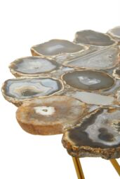 Orsina Side Table With Agate Top, Hairpin Gold Metal Legs & Stone Surface, Asymmetrical Accent Table - thumbnail 4