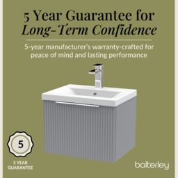 Balterley Fluted Wall Hung 1 Drawer Vanity Basin Unit & Basin 500mm - Satin Grey - thumbnail 6