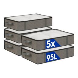 Harbour Housewares Under Bed Storage Bags with Lid - 95 Litre - Grey - Pack of 5 - thumbnail 1
