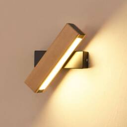 COMELY Wooden Indoor Wall Lights, 4W 360 Degree Rotatable Interior Wall Lights in Black