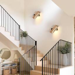 COMELY Wooden Indoor Wall Lights, 4W 360 Degree Rotatable Interior Wall Lights in Black - thumbnail 4