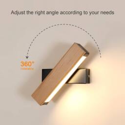 COMELY Wooden Indoor Wall Lights, 4W 360 Degree Rotatable Interior Wall Lights in Black - thumbnail 5