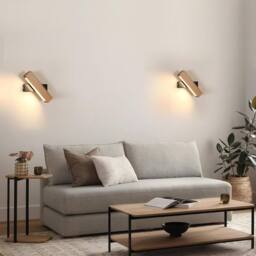 COMELY Wooden Indoor Wall Lights, 4W 360 Degree Rotatable Interior Wall Lights in Black - thumbnail 3