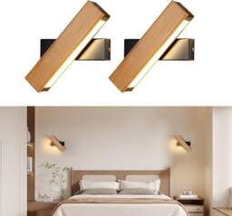 COMELY Wooden Indoor Wall Lights, 4W 360 Degree Rotatable Interior Wall Lights in Black - thumbnail 8