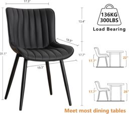 Xample Set of 2 Dining Chairs Faux Leather Modern Padded Seat with Metal Legs, Office, or Cafe Seating in Black - thumbnail 8