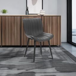 Xample Set of 2 Dining Chairs Faux Leather Modern Padded Seat with Metal Legs, Office, or Cafe Seating in Black - thumbnail 4
