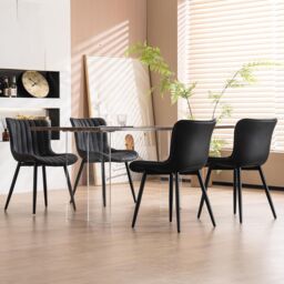 Xample Set of 2 Dining Chairs Faux Leather Modern Padded Seat with Metal Legs, Office, or Cafe Seating in Black - thumbnail 7