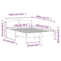 Berkfield Home Beautiful Bed Frame without Mattress Wax Brown 135x190 cm Double - thumbnail 9