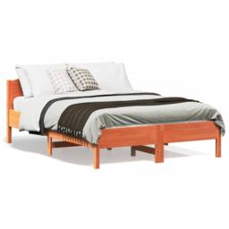 Berkfield Home Beautiful Bed Frame without Mattress Wax Brown 135x190 cm Double - thumbnail 2