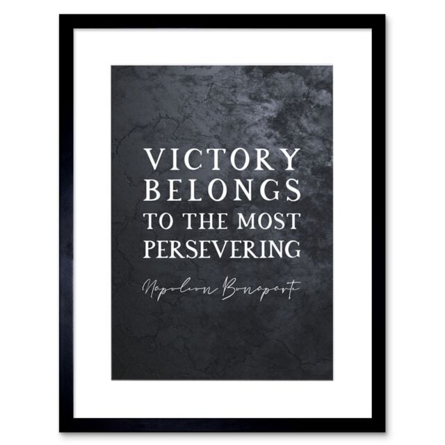 "Artery8 Wall Art Print Slate Quote Napoleon Bonaparte Victory Artwork Framed 9X7 Inch in Black - Size: W7"" x H9""" - image 1