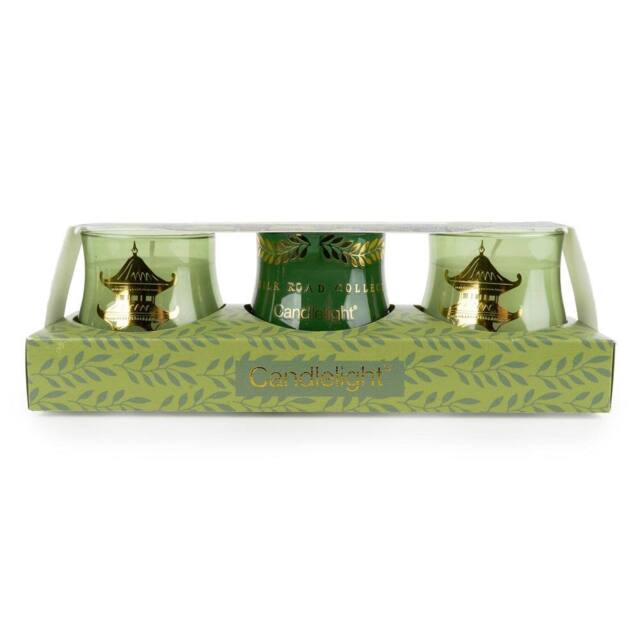 Candlelight The Silk Road Collection Bukhara Set of 3 Candles in Green - Size: 3 Pack - image 1