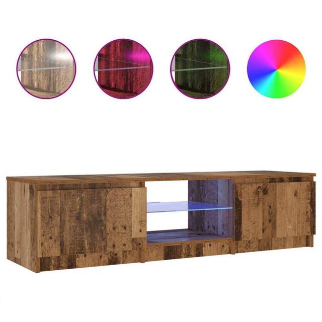 Berkfield Home TV Cabinet with LED Lights Old Wood 140x40x35.5 cm Engineered Wood in Brown - image 1