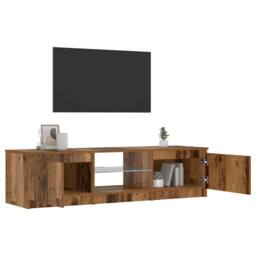 Berkfield Home TV Cabinet with LED Lights Old Wood 140x40x35.5 cm Engineered Wood in Brown - thumbnail 5