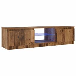 Berkfield Home TV Cabinet with LED Lights Old Wood 140x40x35.5 cm Engineered Wood in Brown - thumbnail 4