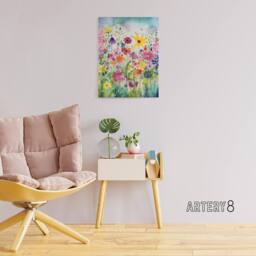 "Artery8 Bright Wildflower Floral Blooms Canvas Wall Art Print - Size: W18"" x H24""" - thumbnail 3