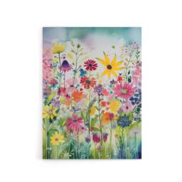 "Artery8 Bright Wildflower Floral Blooms Canvas Wall Art Print - Size: W18"" x H24""" - thumbnail 1