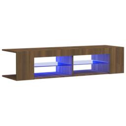 Berkfield Home TV Cabinet with LED Lights Brown Oak 135x39x30 cm - Size: 135 x 39 x 30 cm - thumbnail 1